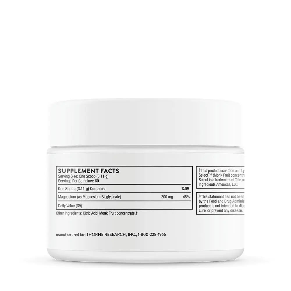 Thorne Magnesium Bisglycinate - NSF Certified for Sport - 6.5 Oz - 60 Servings Supplement Healthcare