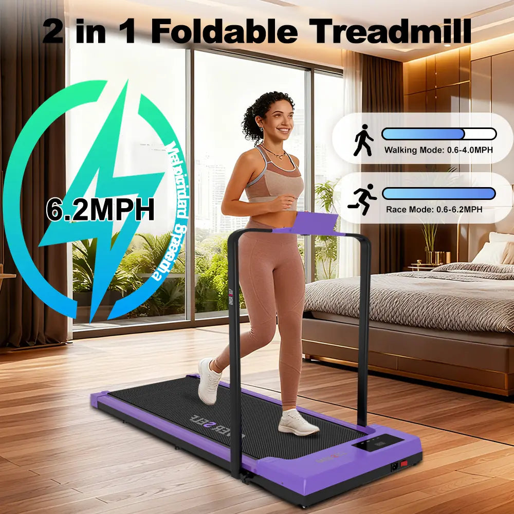OVER SELF 2-In-1 Foldable Walking Treadmill with Multiple Colors, with Handle and Remote Control, Low Noise, Portable Design, Suitable for Home Office Fitness Equipment, Outdoorfun, Black Friday Deals