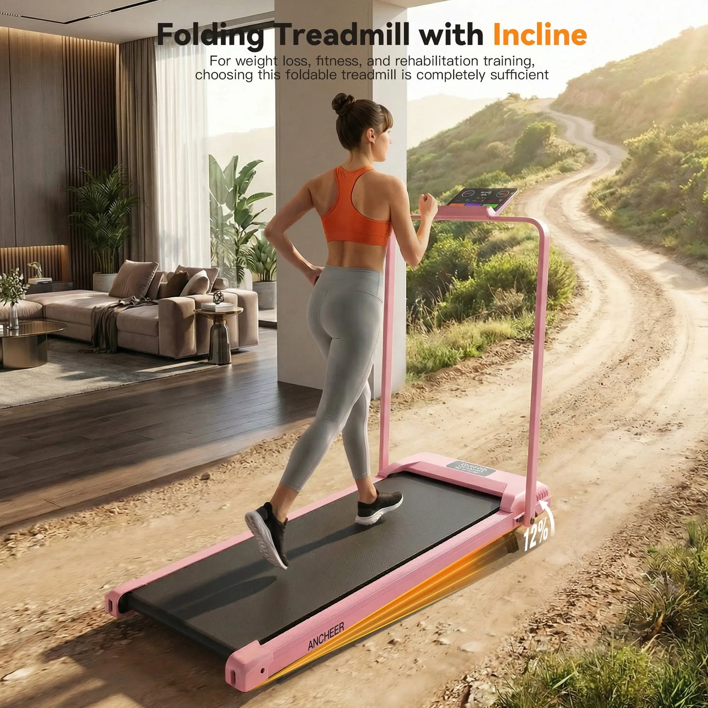 Foldable under Desk Treadmill 3.5HP | Compact Home Gym Equipment Walking Pad | 320Lbs Capacity Office Treadmill with Shock Absorption | Perfect for Home Office Workout