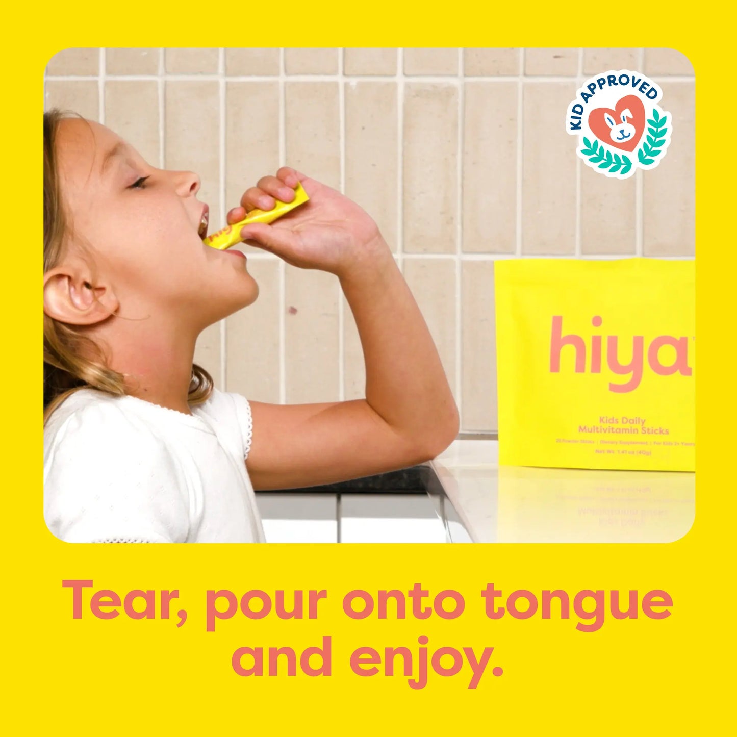Hiya Kids Daily Multivitamin Sticks – Sugar-Free Vitamins for Kids, 15+ Essential Nutrients, No Gummies or Artificial Junk
