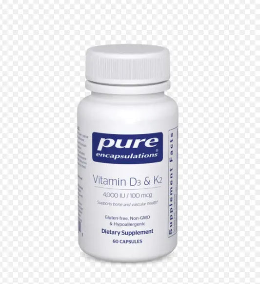 Pure Encapsulations Vitamin D3 & K2 – 60 Capsules | Supports Bone Strength & Vascular Health Immune & Heart Support