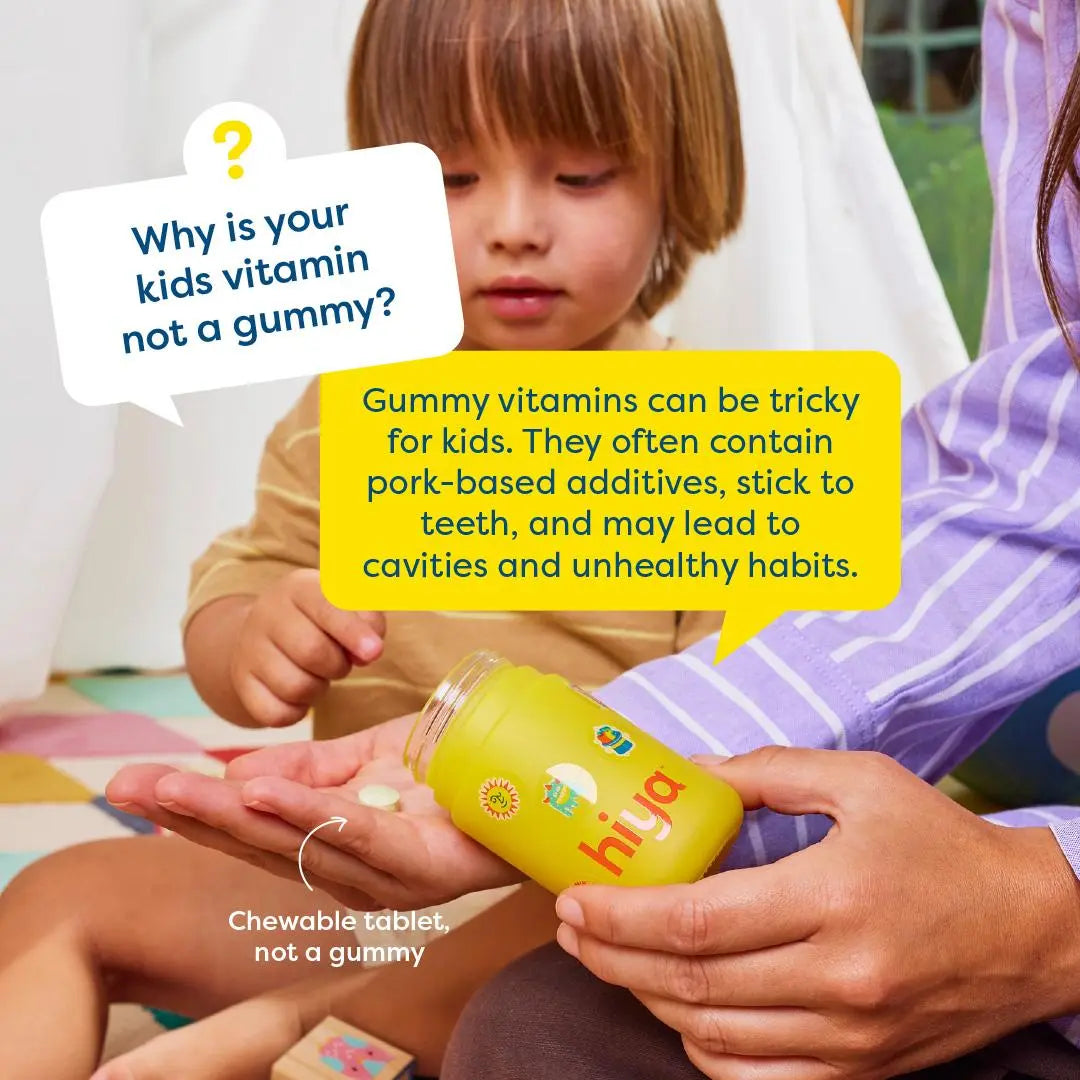 Hiya Kids Daily Multivitamin Refill - 15+ Essential Nutrients from Organic Fruits & Veggies for Daily Use, Healthy Supplements
