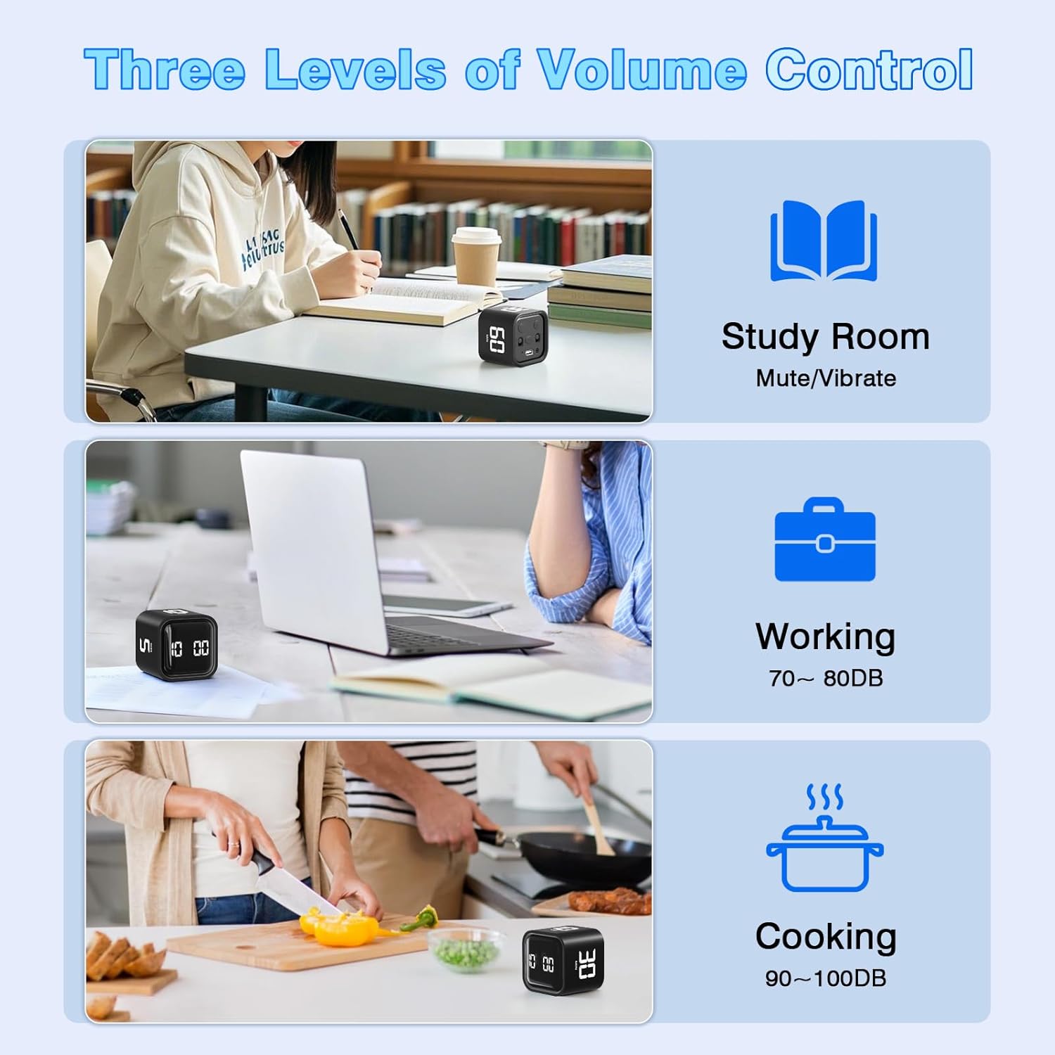 Adjustable Silent Cube Pomodoro Timer - Boost Productivity with Custom Countdown for Study, Work, and Kitchen Tasks