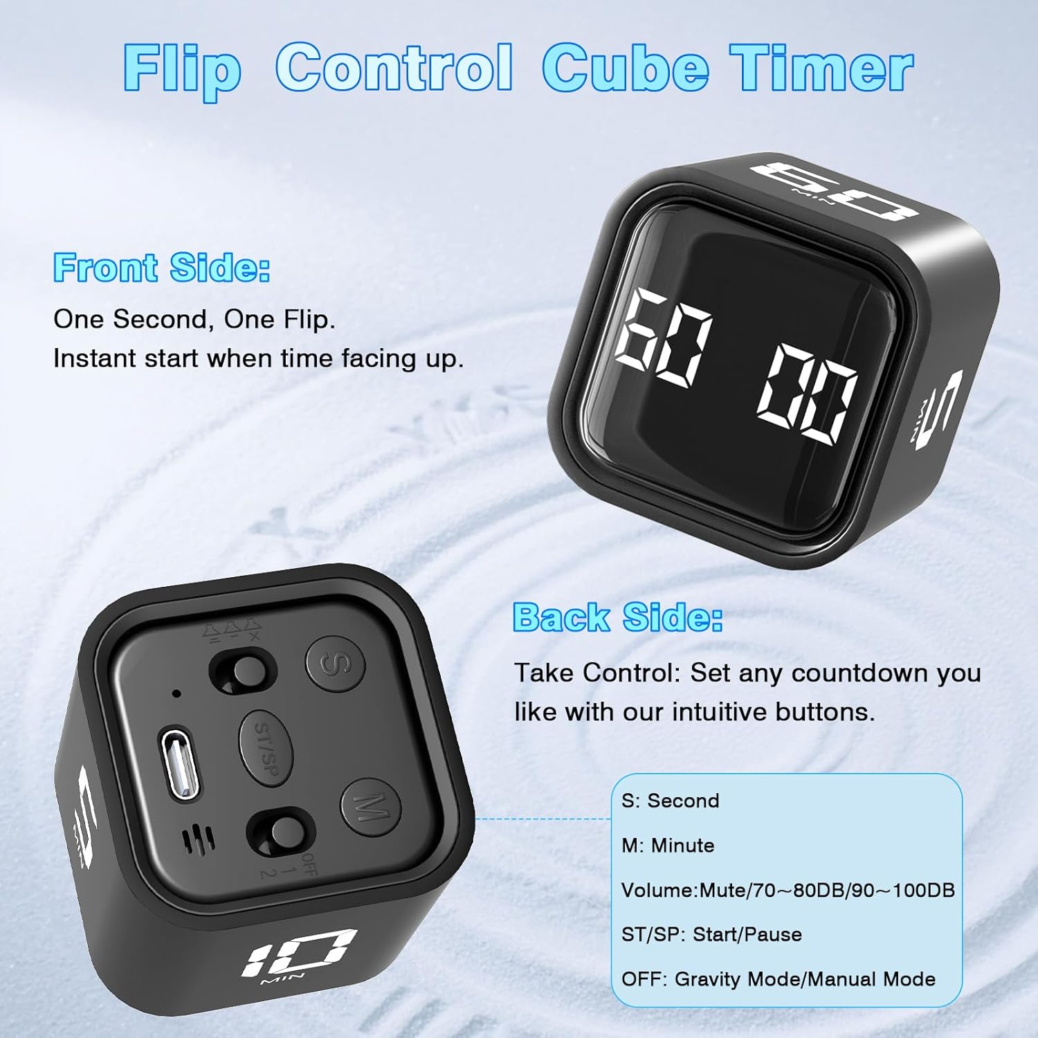 Adjustable Silent Cube Pomodoro Timer - Boost Productivity with Custom Countdown for Study, Work, and Kitchen Tasks