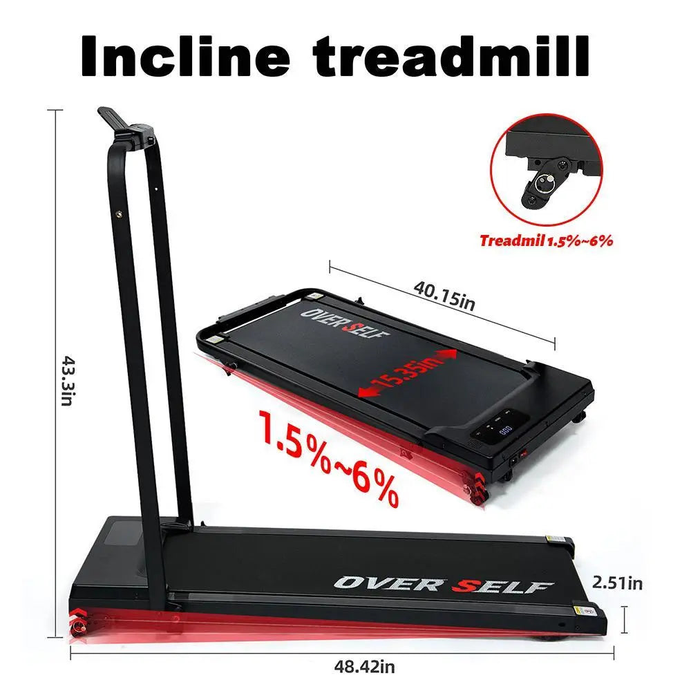 OVER SELF 2-In-1 Foldable Walking Treadmill with Multiple Colors, with Handle and Remote Control, Low Noise, Portable Design, Suitable for Home Office Fitness Equipment, Outdoorfun, Black Friday Deals