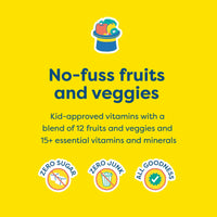Hiya Kids Daily Multivitamin Refill - 15+ Essential Nutrients from Organic Fruits & Veggies for Daily Use, Healthy Supplements