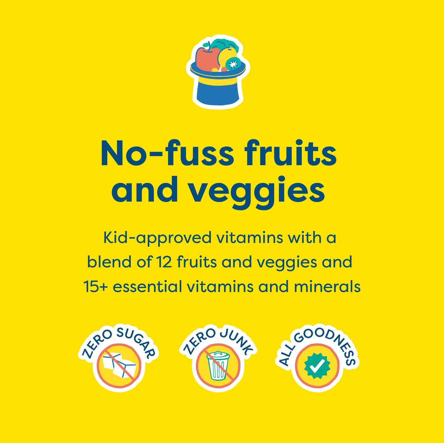 Hiya Kids Daily Multivitamin Refill - 15+ Essential Nutrients from Organic Fruits & Veggies for Daily Use, Healthy Supplements