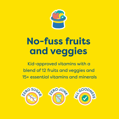 Hiya Kids Daily Multivitamin Refill - 15+ Essential Nutrients from Organic Fruits & Veggies for Daily Use, Healthy Supplements