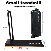 OVER SELF Folding Treadmill with Handrail, Walking Mat Treadmill Portable Treadmill for Easy Moving, Quiet Design for Home and Office Walking Pad Treadmill with LED Display for Walking and Jogging