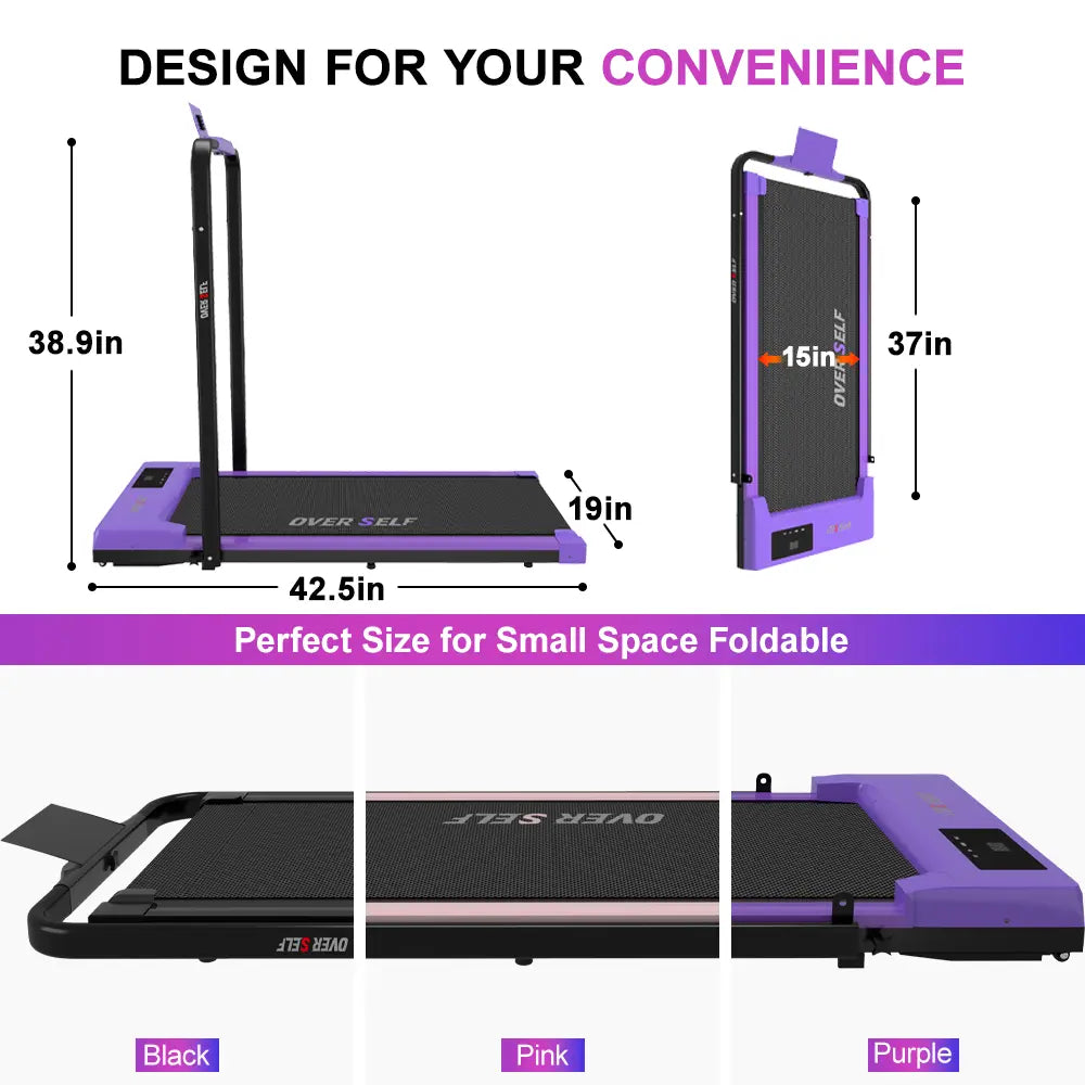 OVER SELF 2-In-1 Foldable Walking Treadmill with Multiple Colors, with Handle and Remote Control, Low Noise, Portable Design, Suitable for Home Office Fitness Equipment, Outdoorfun, Black Friday Deals
