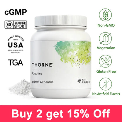 Thorne Creatine Monohydrate Amino Acid Powder 16 Oz Supports Muscles Cellular Energy for Improved Strength Endurance Fitness Supplement US Certified - Organic Protein Powder