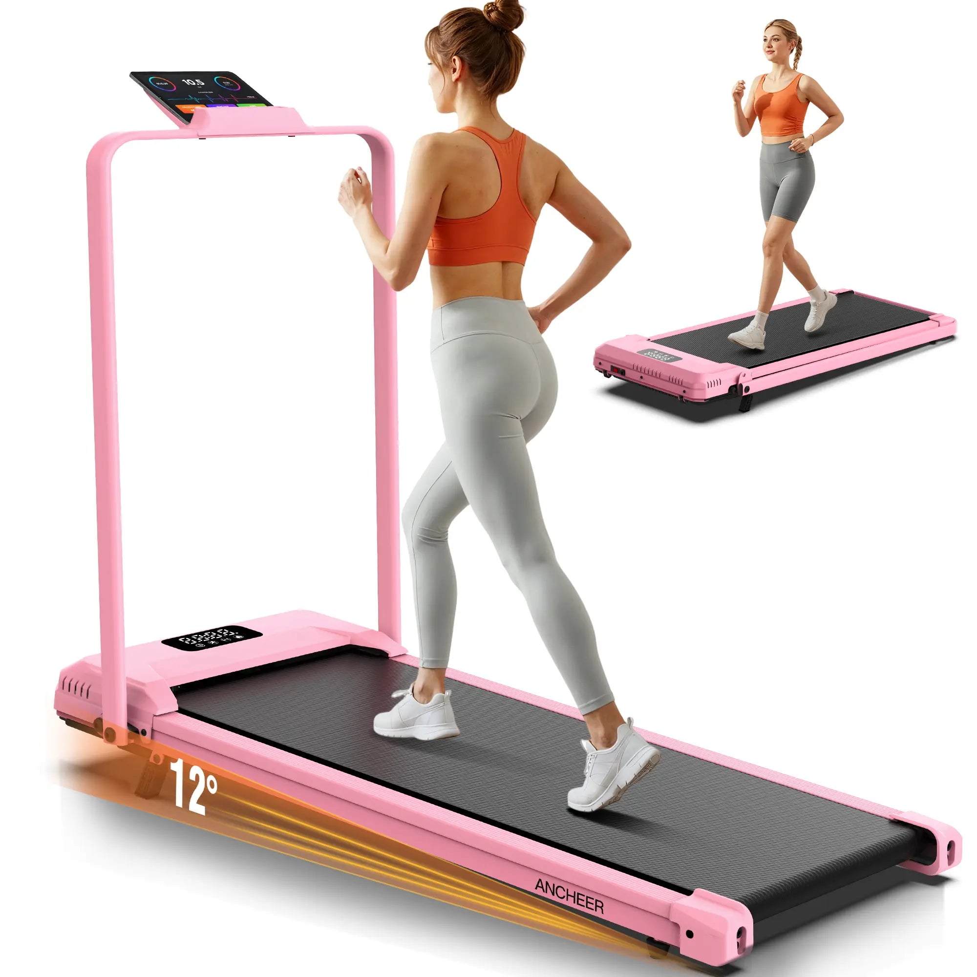 Foldable under Desk Treadmill 3.5HP | Compact Home Gym Equipment Walking Pad | 320Lbs Capacity Office Treadmill with Shock Absorption | Perfect for Home Office Workout