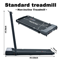 OVER SELF Folding Treadmill with Handrail, Walking Mat Treadmill Portable Treadmill for Easy Moving, Quiet Design for Home and Office Walking Pad Treadmill with LED Display for Walking and Jogging