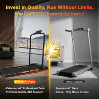 OVER SELF Folding Treadmill with Handrail, Walking Mat Treadmill Portable Treadmill for Easy Moving, Quiet Design for Home and Office Walking Pad Treadmill with LED Display for Walking and Jogging
