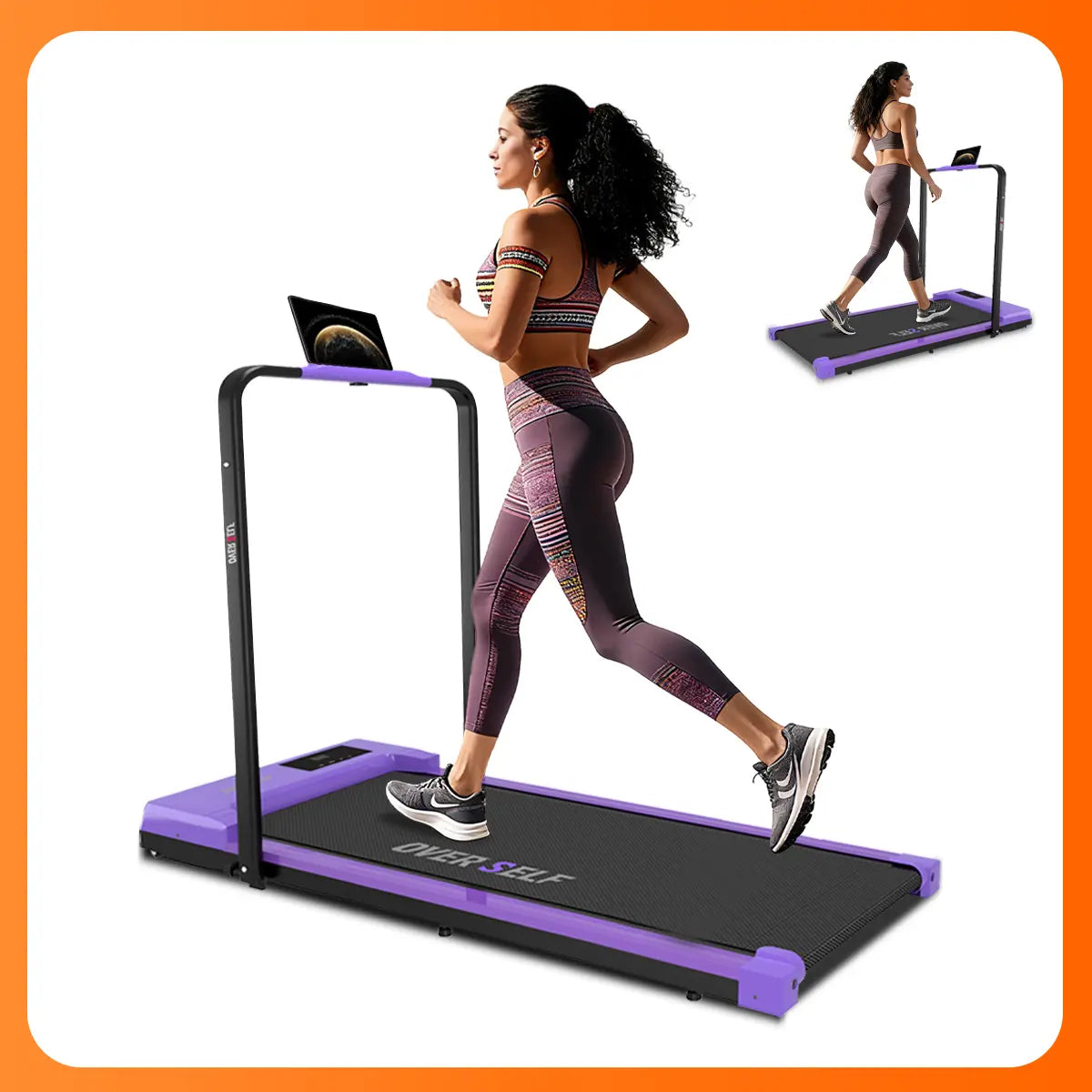 OVER SELF 2-In-1 Foldable Walking Treadmill with Multiple Colors, with Handle and Remote Control, Low Noise, Portable Design, Suitable for Home Office Fitness Equipment, Outdoorfun, Black Friday Deals