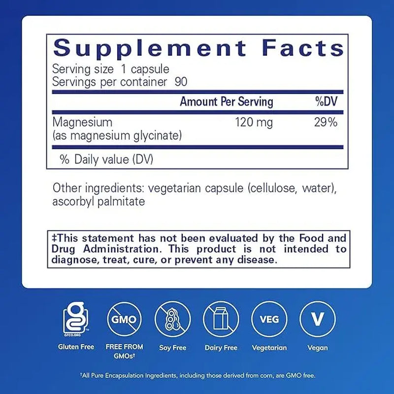 Pure Encapsulations Magnesium Glycinate – 90 Capsules | Muscle Support Magnesium Supplement