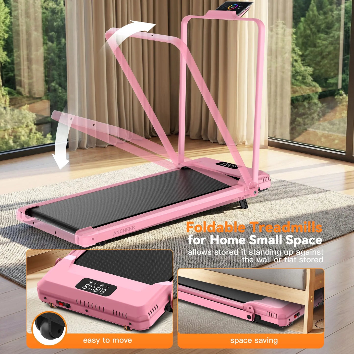 Foldable under Desk Treadmill 3.5HP | Compact Home Gym Equipment Walking Pad | 320Lbs Capacity Office Treadmill with Shock Absorption | Perfect for Home Office Workout