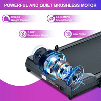 OVER SELF Folding Treadmill with Handrail, Walking Mat Treadmill Portable Treadmill for Easy Moving, Quiet Design for Home and Office Walking Pad Treadmill with LED Display for Walking and Jogging