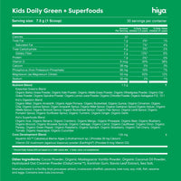 Hiya Kids Daily Greens + Superfoods – Sugar-Free, 55 Whole-Food Ingredients, Chocolate Drink, Daily Clean Nutrition for Kids, No Gummies
