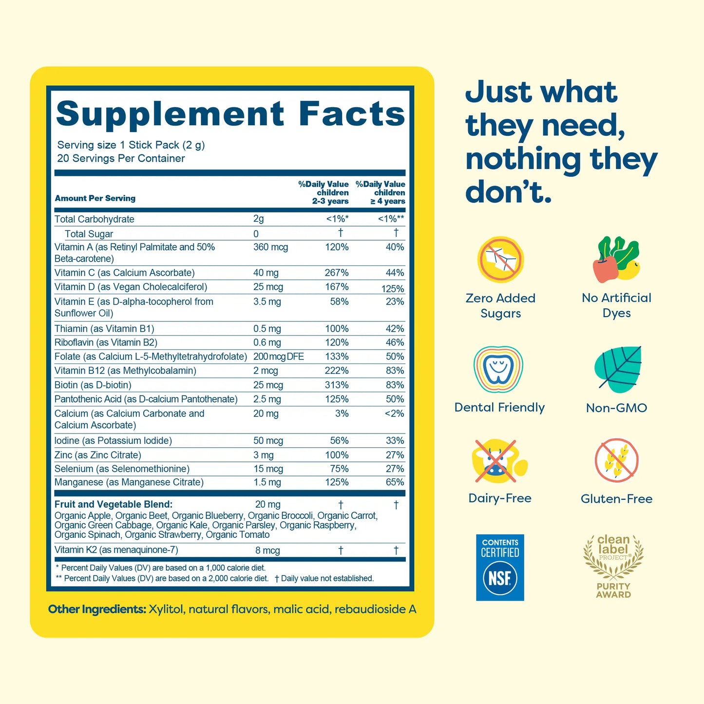 Hiya Kids Daily Multivitamin Sticks – Sugar-Free Vitamins for Kids, 15+ Essential Nutrients, No Gummies or Artificial Junk
