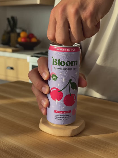 NEW - Bloom Sparkling Energy Drink - Shirley Temple - Natural Caffeine, Zero Sugar, 180Mg Caffeine - Antioxidant-Rich with Green Coffee Bean, Green Tea Extract, Prebiotics, 12Oz 12 Pack